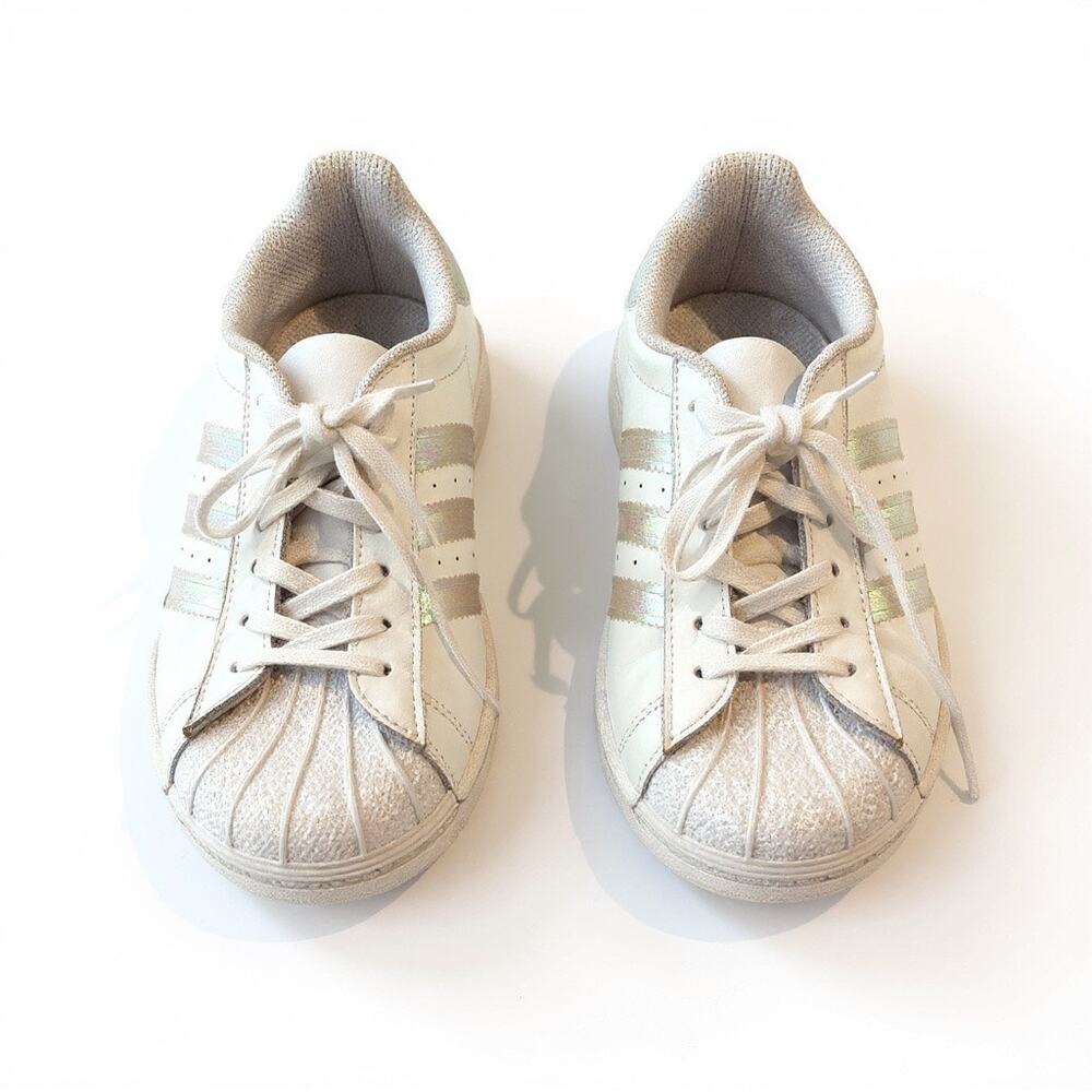 Adidas Superstar White Iridescent Stripe Sneakers Women’s Size 3 Ortholite